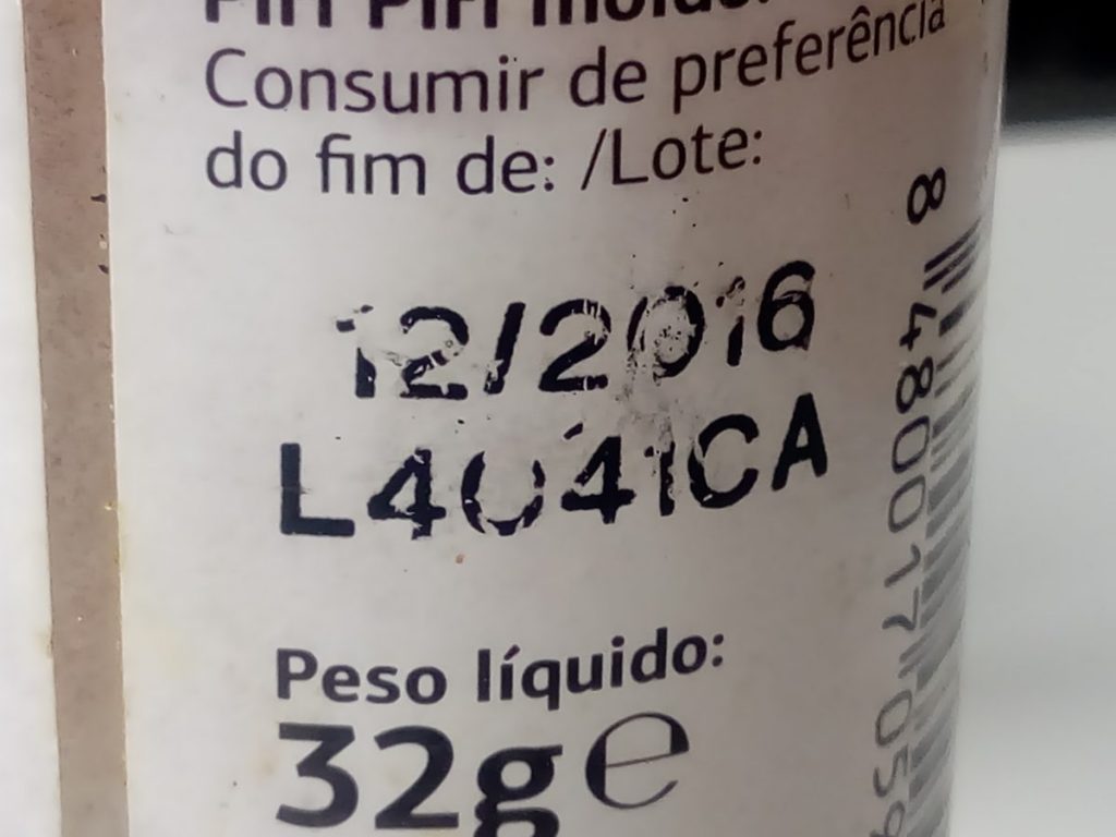 O picante tinha o prazo expirado em Dezembro de 2016