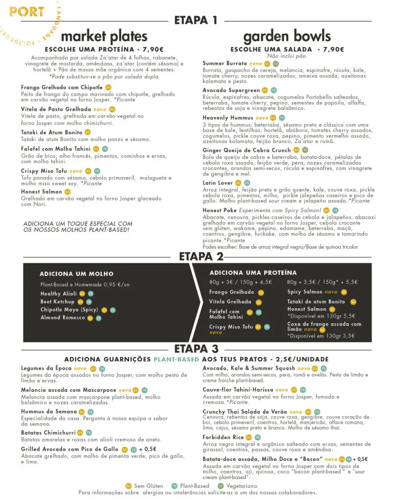 Honest Greens Menu Verão 2020